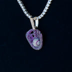Iced Purple Baseball Pendant in Yellow Gold