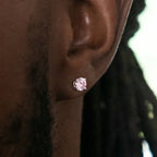 Pink Round Cut Stud Earring in White Gold - 5mm