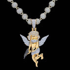 Masked Angel Pendant in Yellow Gold