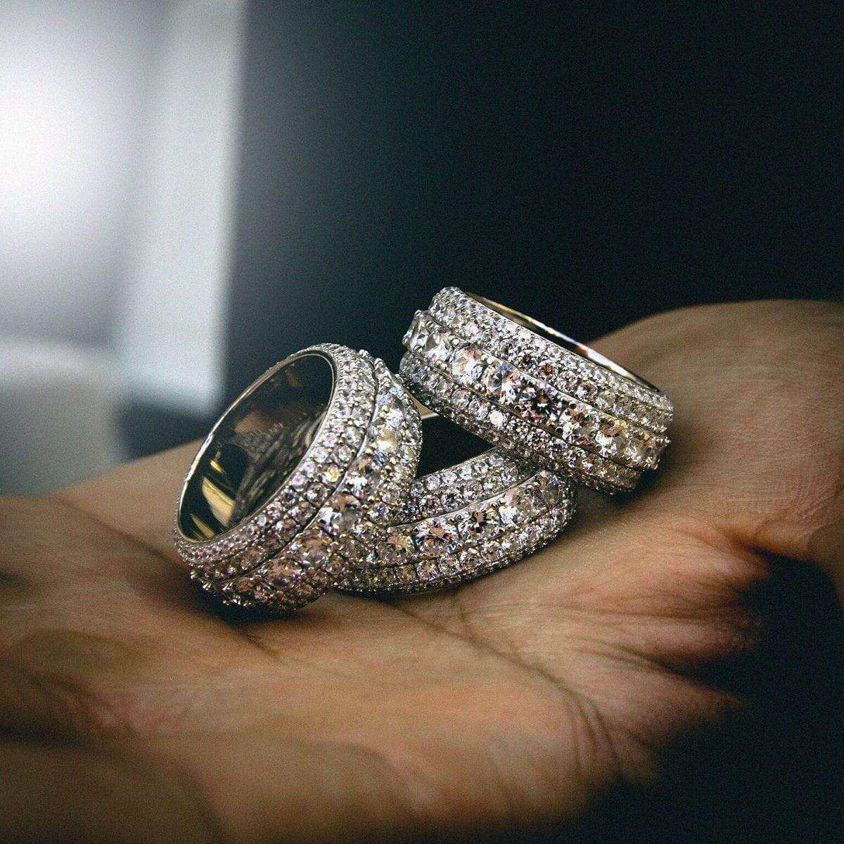 Moissanite 5 Layer Diamond Band Ring in Sterling Silver