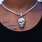 GLD X Sesh Bones Iced Skull Pendant in White Gold