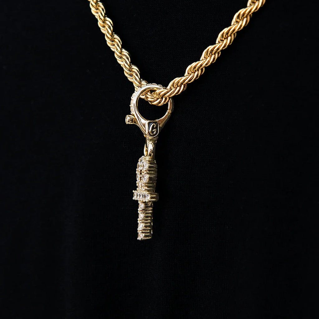 Micro Ankh Cross Clip On Pendant in Yellow Gold