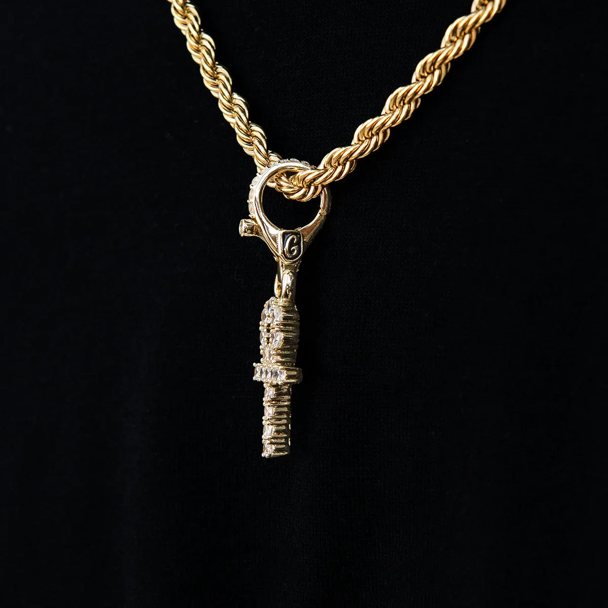 Micro Ankh Cross Clip On Pendant in Yellow Gold
