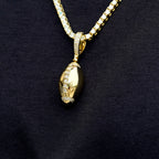 Iced Stitched Football Pendant in Yellow Gold