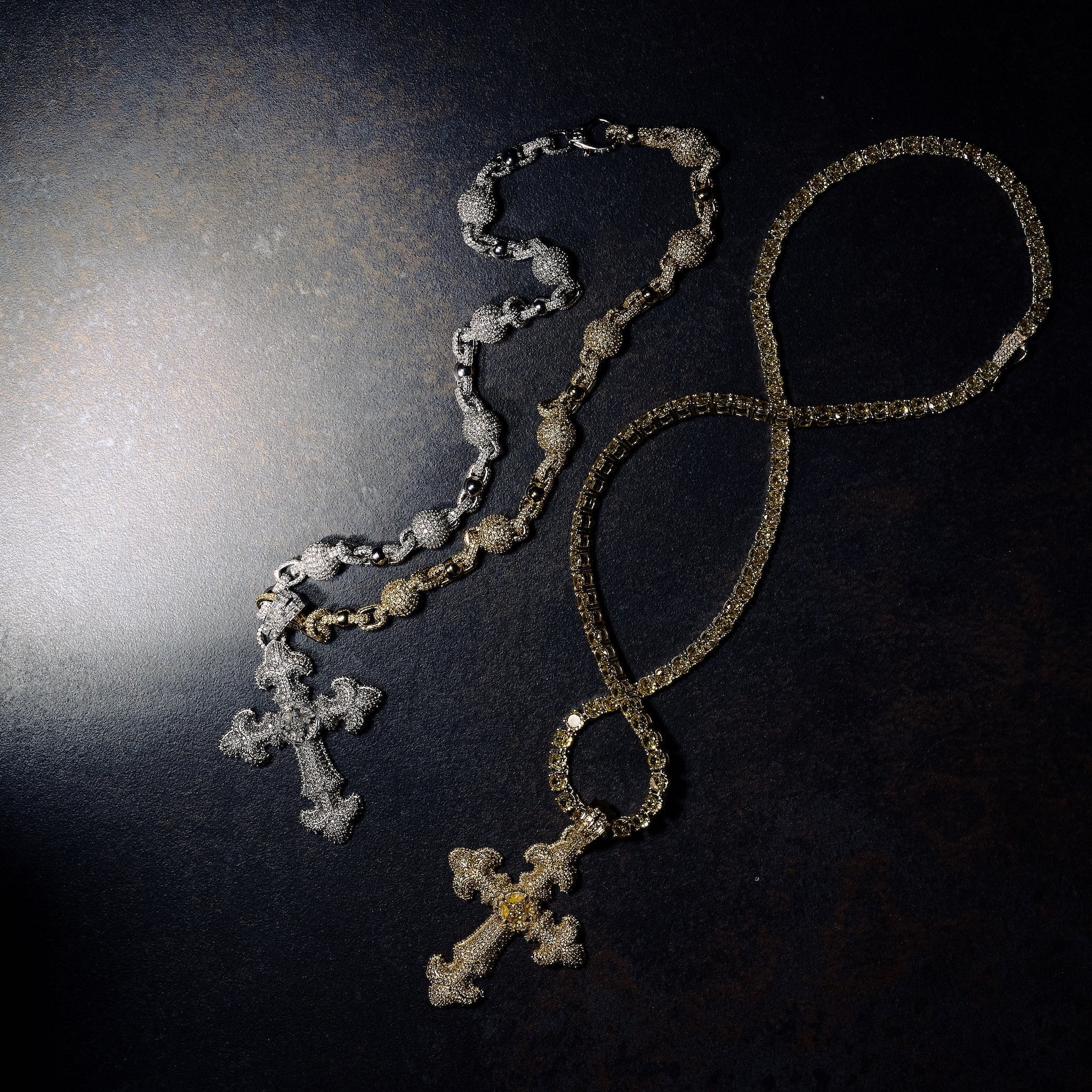 GLD X Bloody Osiris Large Iced Canary Cross Pendant in Yellow Gold Vermeil