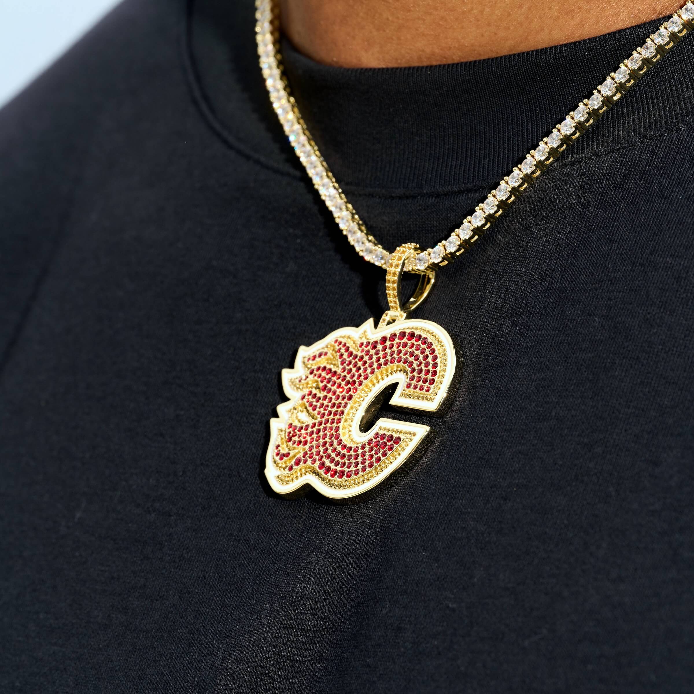 Calgary Flames Official NHL Logo Pendant in Yellow Gold