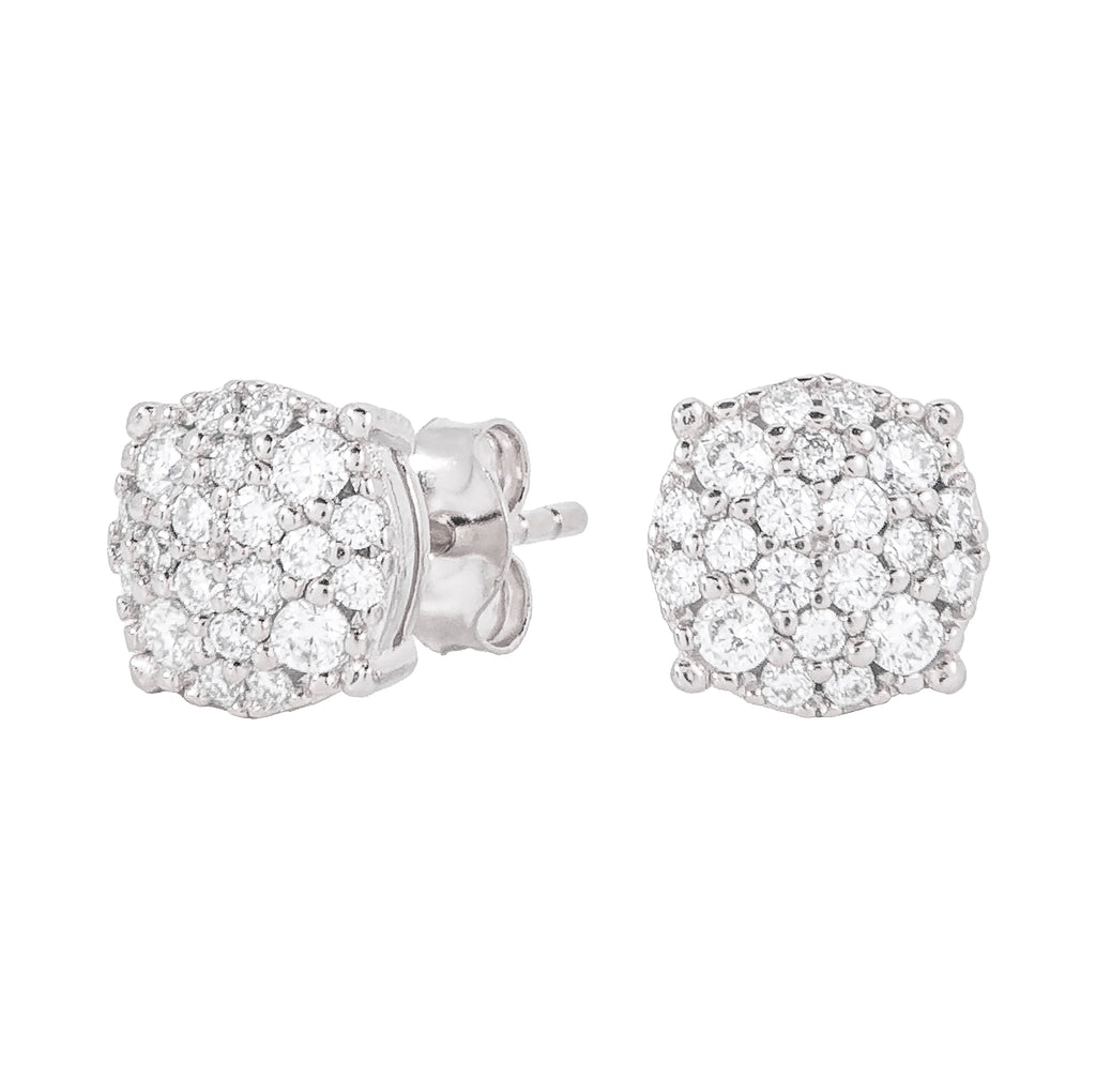 8MM Pave Set Moissanite Stud Earrings in Sterling Silver
