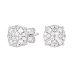 8MM Pave Set Moissanite Stud Earrings in Sterling Silver