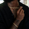 Figaro Link Chain + Bracelet Bundle in Yellow Gold- 4mm