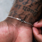 Figaro Chain + Bracelet Bundle in White Gold- 2mm