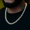 Diamond Box Link Chain in Yellow Gold- 9mm