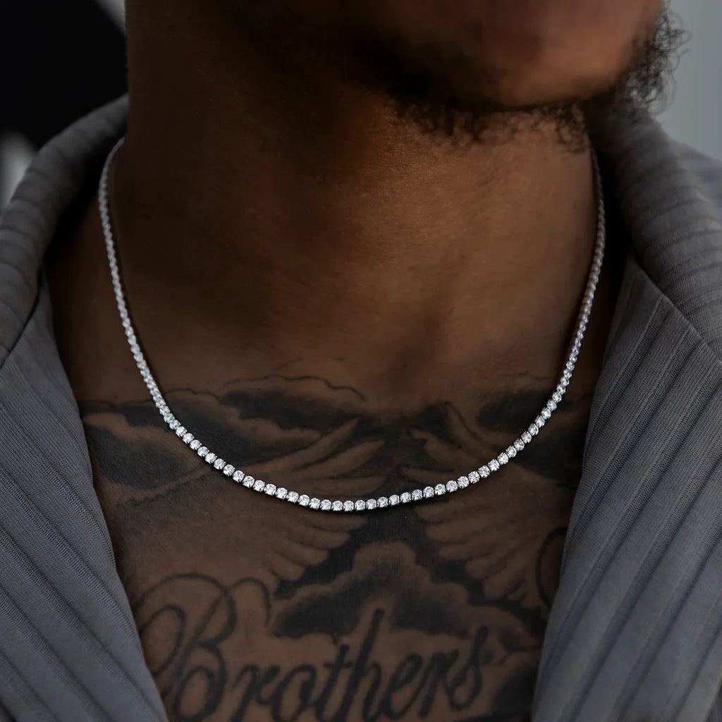 Micro Tennis Chain + Bracelet Bundle in White Gold