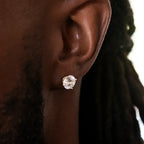 8mm Round Cut Diamond Stud Earrings in Yellow Gold