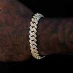 12MM Prong Baguette Cuban Bracelet - Gold