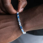 Blue Mixed Oval Cut Tennis Chain + Bracelet Bundle