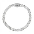 Micro Diamond Prong Moissanite Cuban Bracelet in Sterling Silver - 6MM
