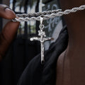 Large Crucifix Cross Pendant in White Gold