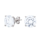 8MM Round Cut Moissanite Diamond Stud Earrings in Sterling Silver