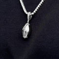 Iced Stitched Football Pendant in White Gold