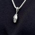 Iced Stitched Football Pendant in White Gold