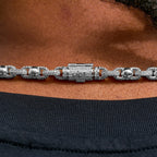Iced Plain Ball Chain Necklace in White Gold - 6mm