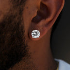 10mm Round Cut Diamond Stud Earrings in White Gold