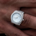 Diamond Watch Ring in White Gold Vermeil