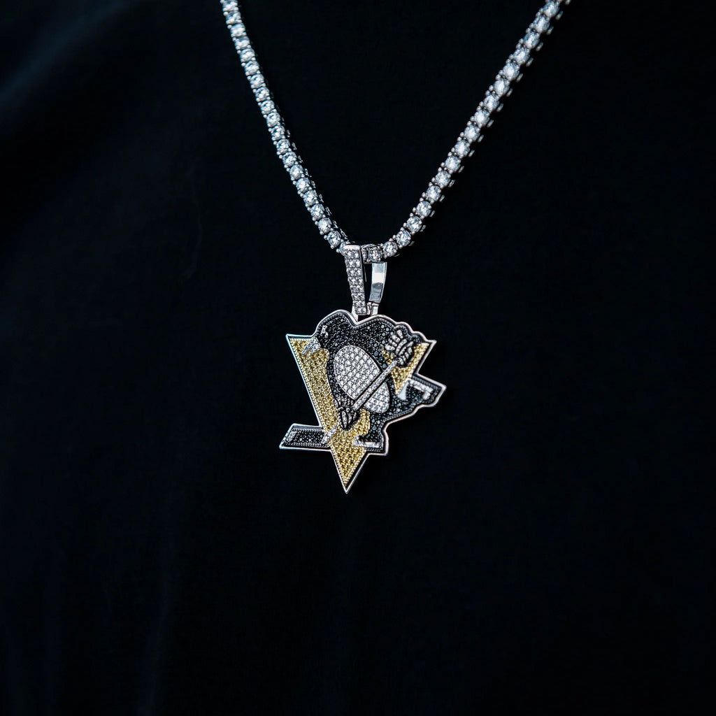 Pittsburgh Penguins Official NHL Logo Pendant in White Gold