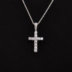 Micro Diamond Cross Pendant + 2MM Rope Chain Bundle in White Gold