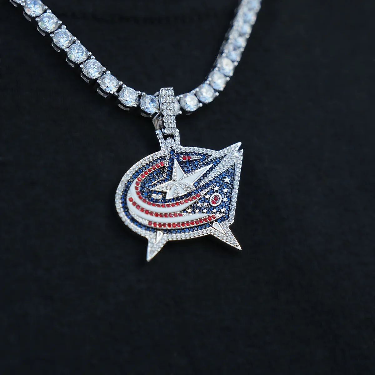 Columbus Blue Jackets Official NHL Logo Pendant in White Gold