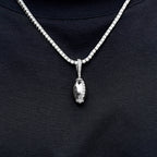 Iced Stitched Football Pendant in White Gold