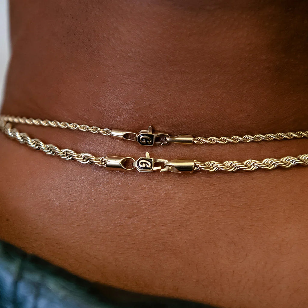 2mm + 4mm Rope Chain Bundle in Yellow Gold