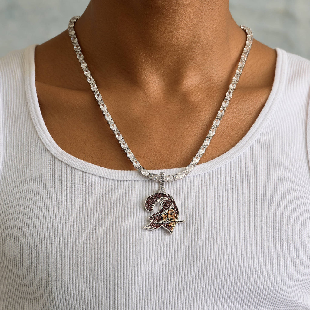 Tampa Bay Buccaneers Official NFL Vintage Logo Pendant in White Gold