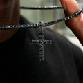Black Stone Diamond Cross Pendant in Black