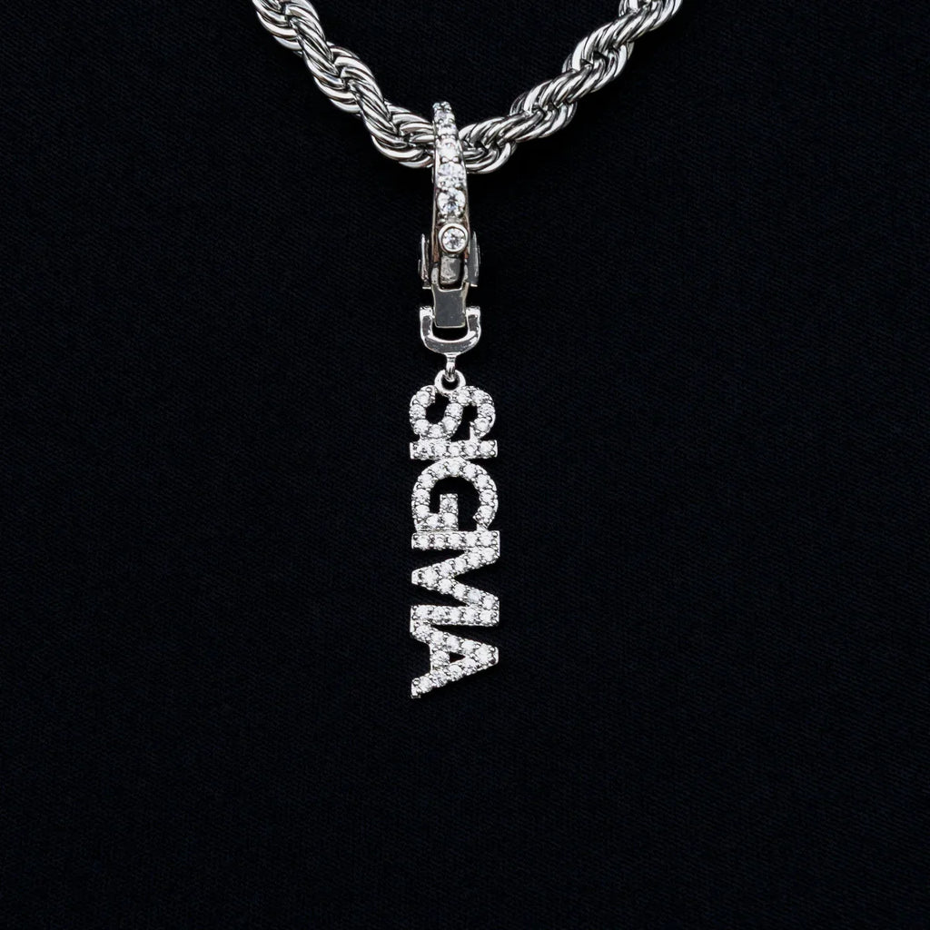 "Sigma" Clip On Pendant in White Gold