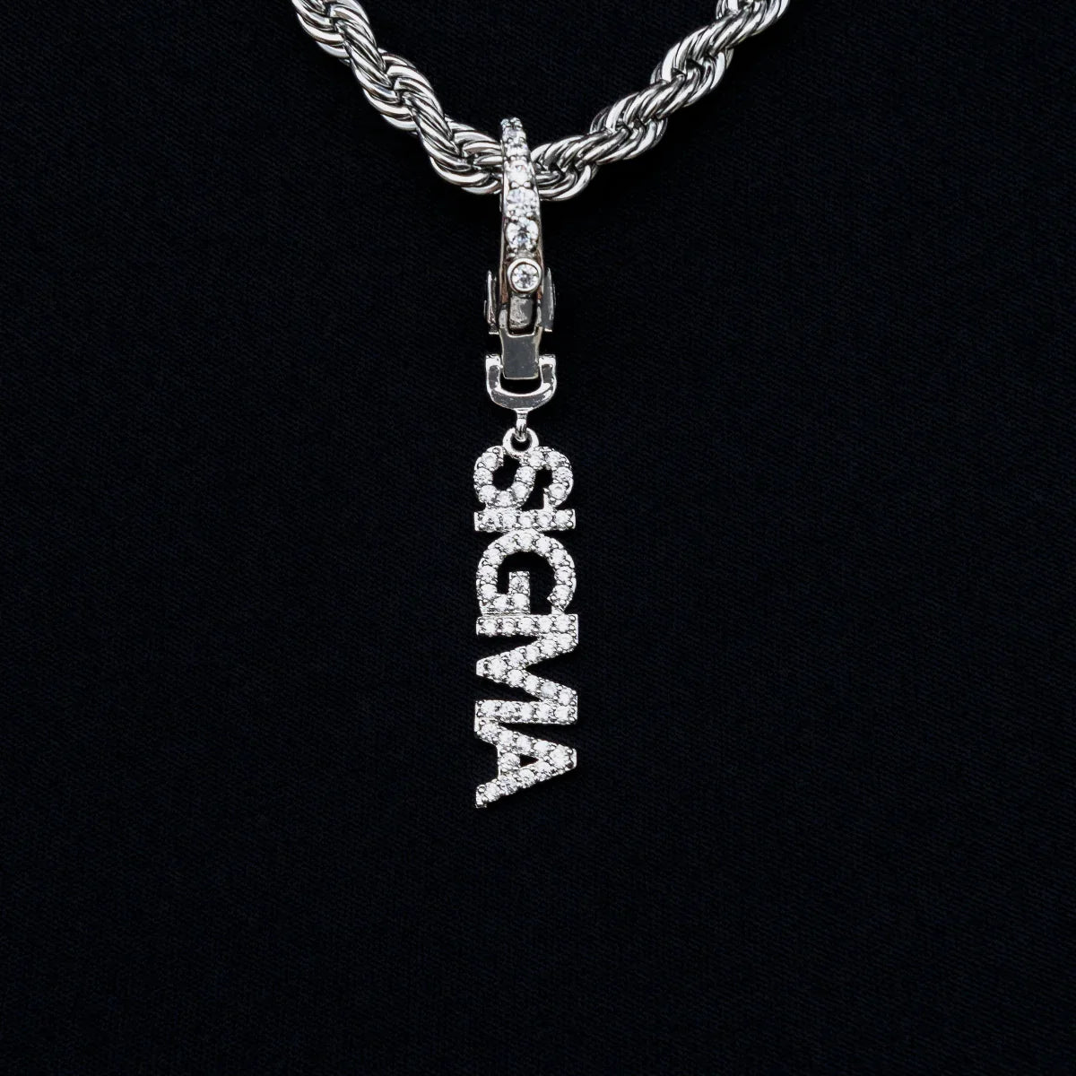 "Sigma" Clip On Pendant in White Gold