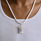 Minnesota Vikings Justin Jefferson Official NFL Jersey #18 Pendant in White Gold