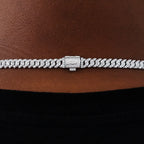 Micro Diamond Prong Cuban Chain in White Gold - 6mm