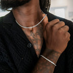 Rope Chain + Bracelet Bundle in White Gold- 4mm