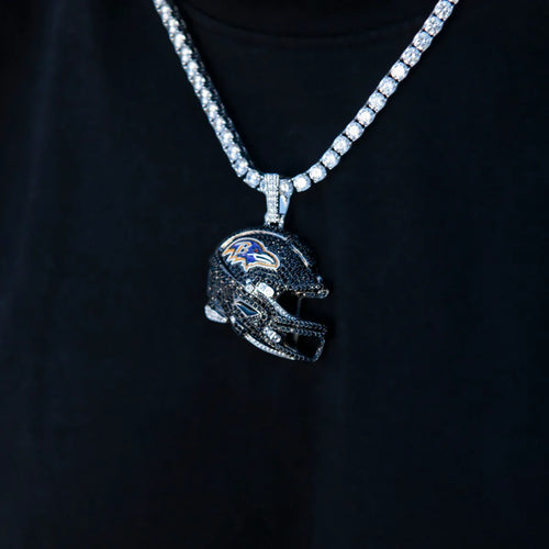 2025 Baltimore Ravens Team Helmet Pendant - White Gold