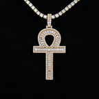 Men's Moissanite Ankh Cross Pendant in Yellow Gold Vermeil