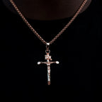 Large Crucifix Cross Pendant in Rose Gold