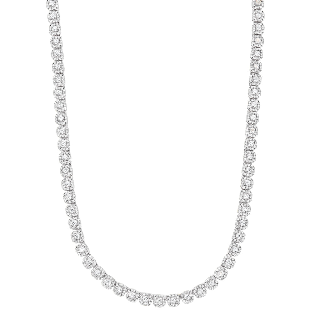 Clustered Moissanite Tennis Chain in Sterling Silver - 6MM