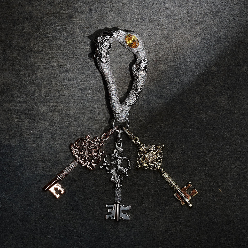 GLD X Bloody Osiris Iced Key Clip On in White Gold