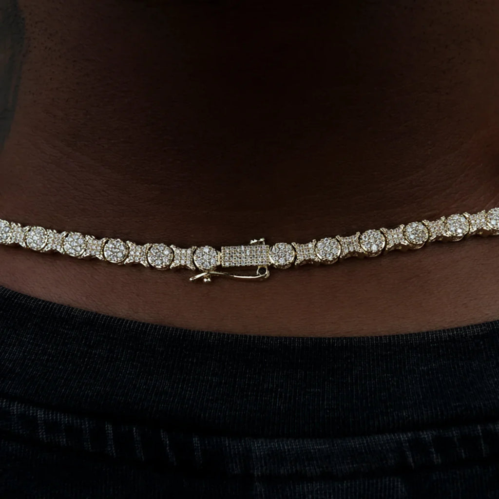 Round Pave Star Link Chain- 6mm
