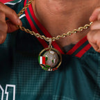 Diamond Mexico Spinning Globe Flag Pendant in Yellow Gold
