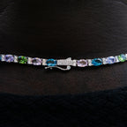 Multicolor Mixed Oval Cut Tennis Royal Stones Chain- 5mm