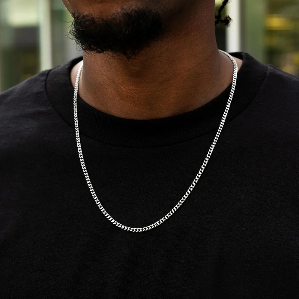 Micro Cuban Chain in White Gold- 3mm