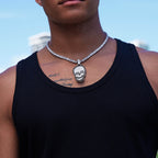 GLD X Sesh Bones Iced Skull Pendant in White Gold