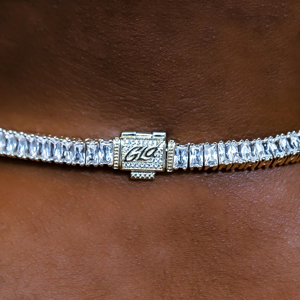 Diamond Baguette Tennis Chain + Bracelet Bundle in Yellow Gold- 6mm